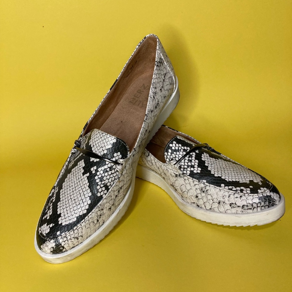 Naturalizer Black & White (Faux) Snakeskin Loafers